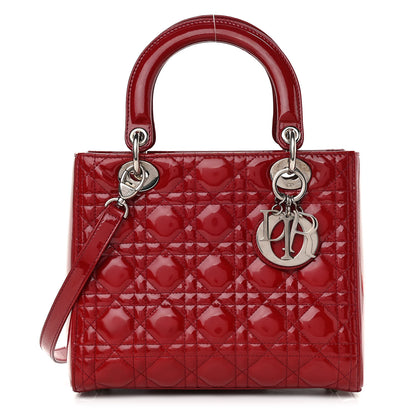 Christian Dior Patent Cannage Medium Lady Dior Red 1 of 12