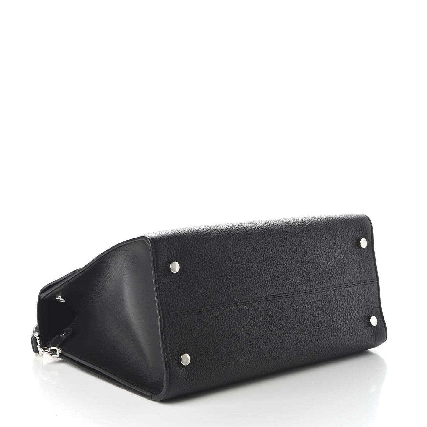 Grained Calfskin Large Diorever Flap Black