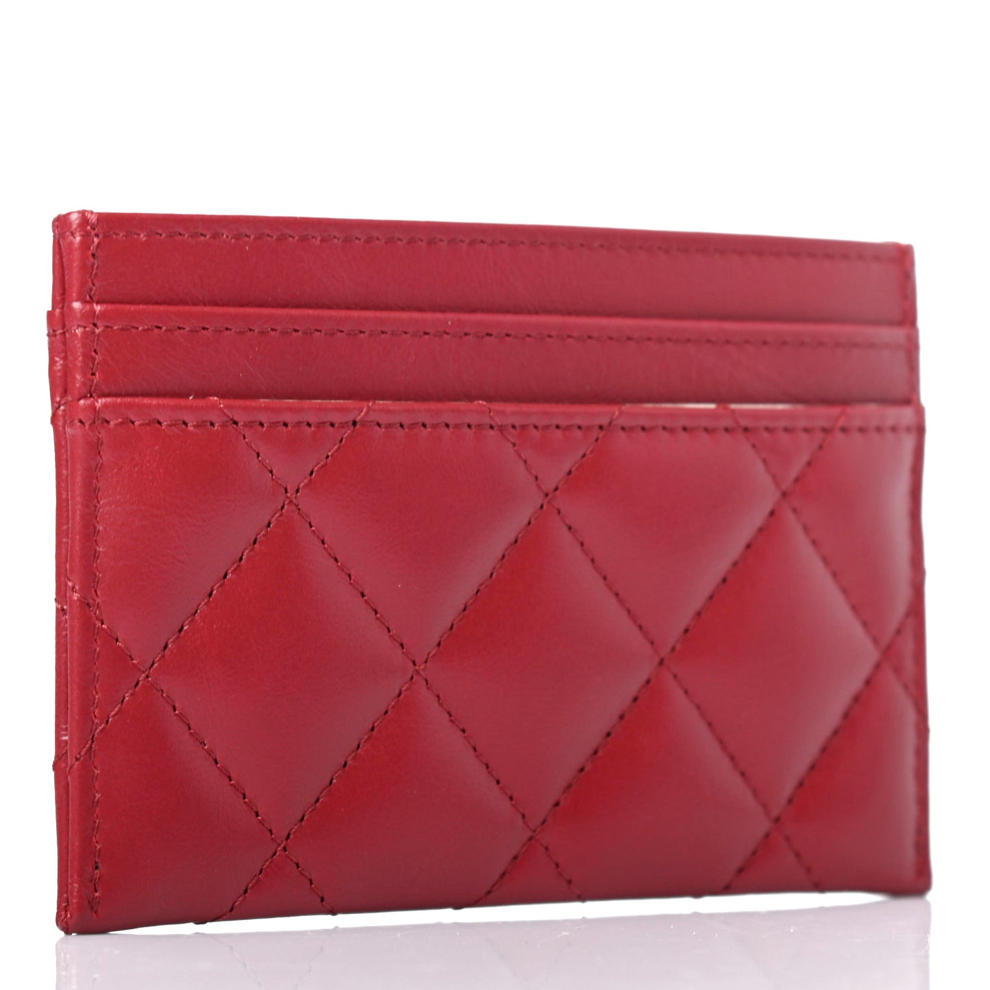 Aged Calfskin Quilted Reissue Card Holder Red