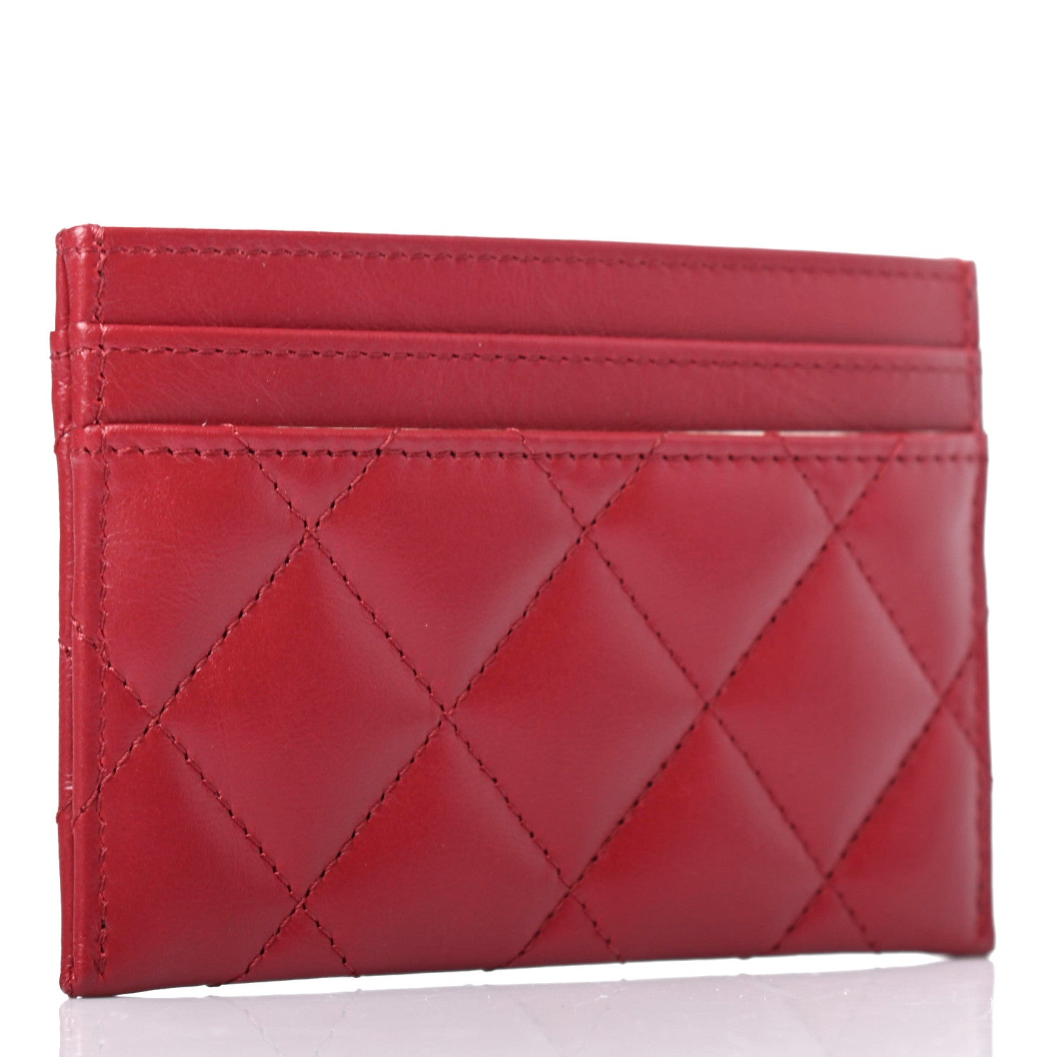 Chanel Aged Calfskin Quilted Reissue Card Holder Red 2 of 4