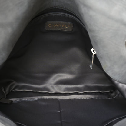Chanel Iridescent Calfskin Vertical Quilted Mademoiselle Lock Bijoux Flap Shoulder Bag Grey 5 of 11