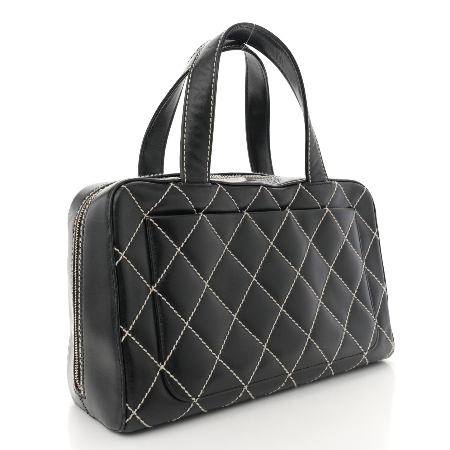 Calfskin Contrast Stitch Surpique Bowler Black