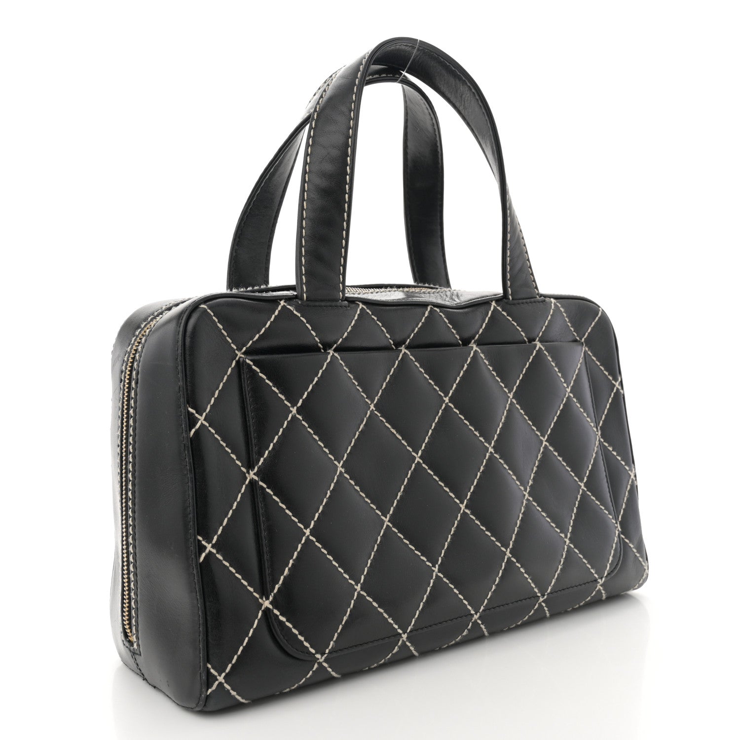 Chanel Calfskin Contrast Stitch Surpique Bowler Black 3 of 14