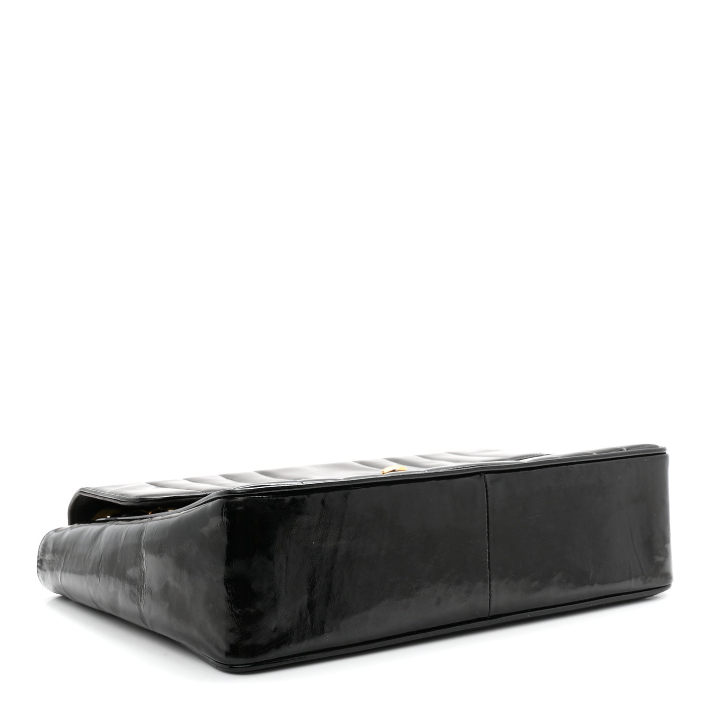 Patent Vertical Quilted Jumbo Single Flap Black
