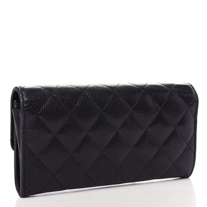 Chanel Caviar Quilted Large Gusset Flap Wallet Black 3 of 8