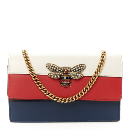 Gucci Calfskin Queen Margaret Chain Wallet Blue Agata Hibiscus Red Mystic White 1 of 9