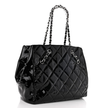 Chanel Patent Quilted Large Cells Tote Black Black 3 of 9