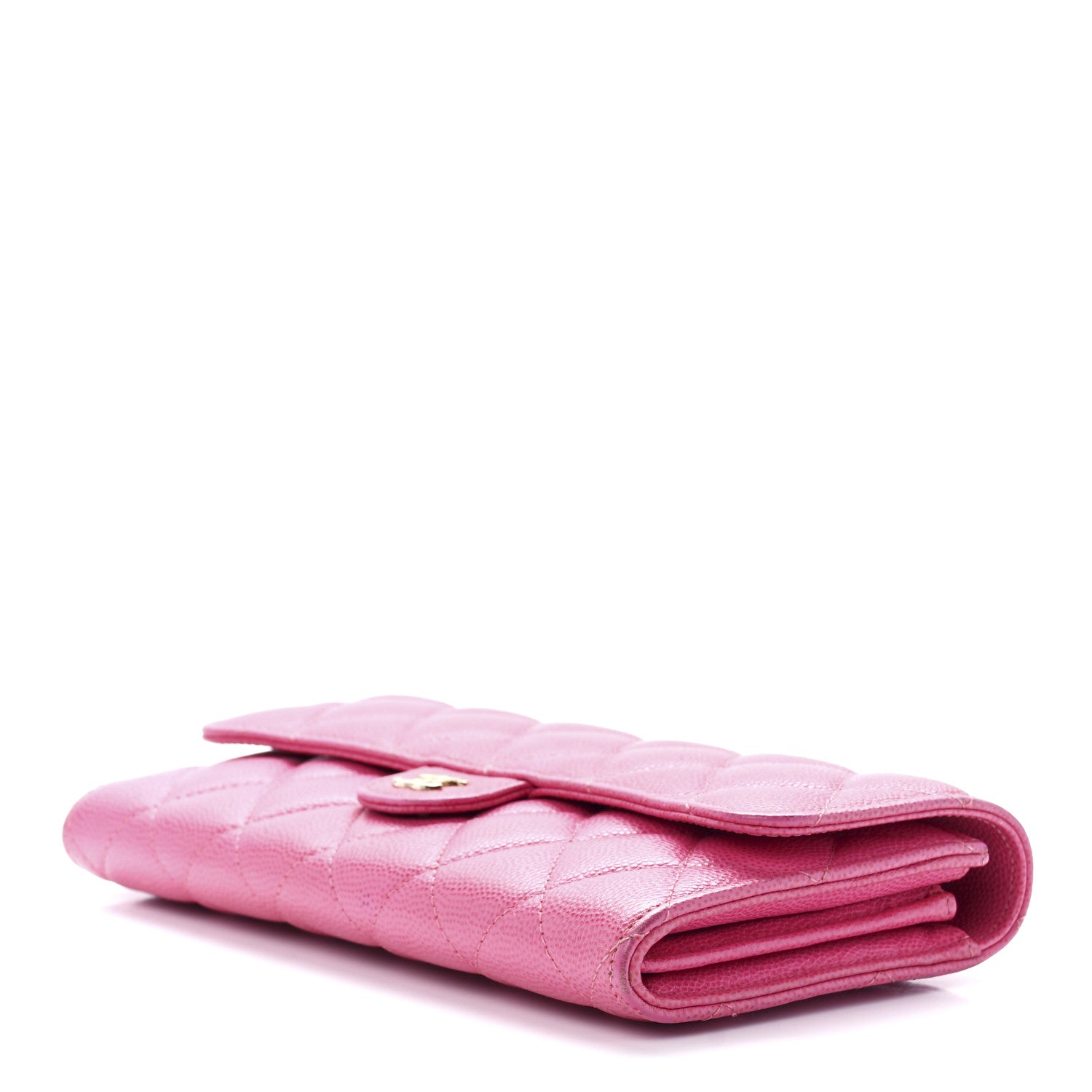 Chanel Caviar Quilted Large Gusset Flap Wallet Pink 10 of 13