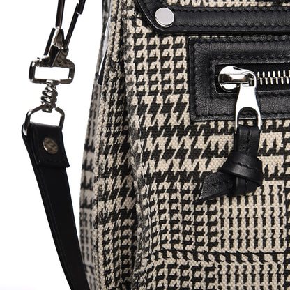 Proenza Schouler Canvas Houndstooth Printed Medium PS1 Satchel White Black 9 of 9