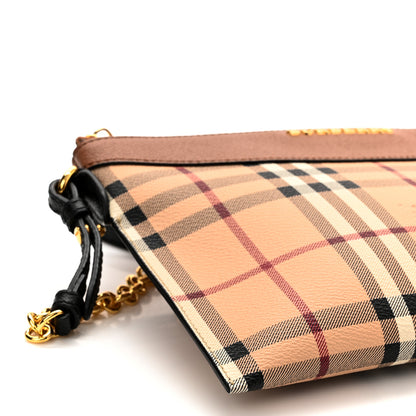 Burberry Haymarket Check Peyton Crossbody Clutch Bag Toffee 10 of 11