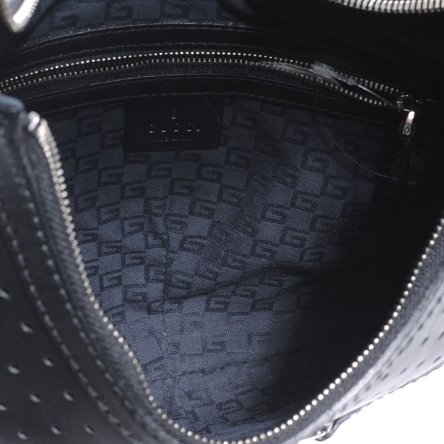 Gucci Leather Perforated Reins Hobo Black 5 of 7