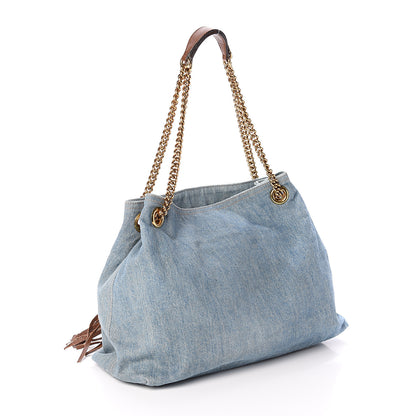 Gucci Denim Medium Soho Chain Shoulder Bag Blue 2 of 8