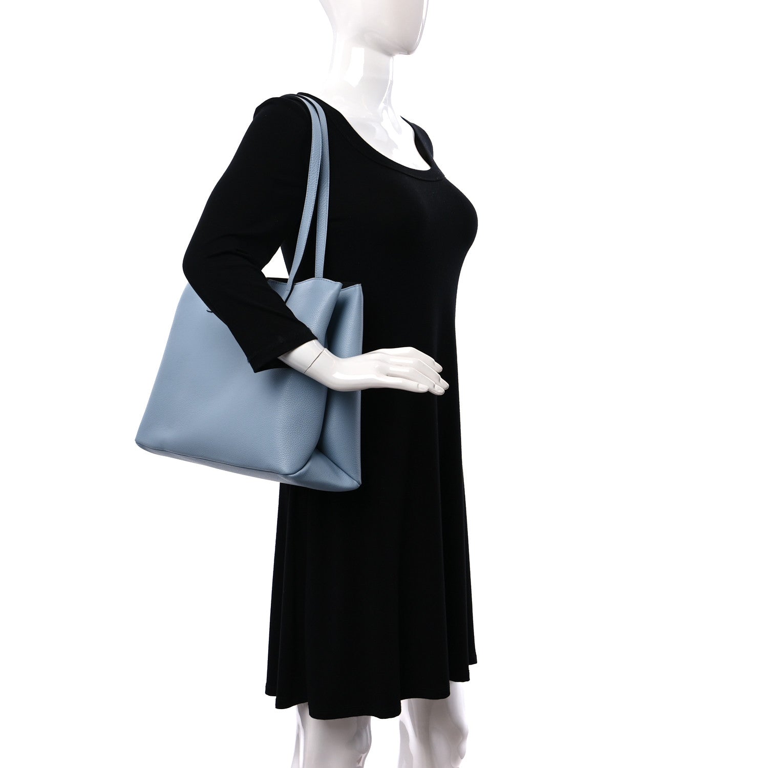Versace Grained Calfskin Virtus V Tote Light Blue 2 of 8