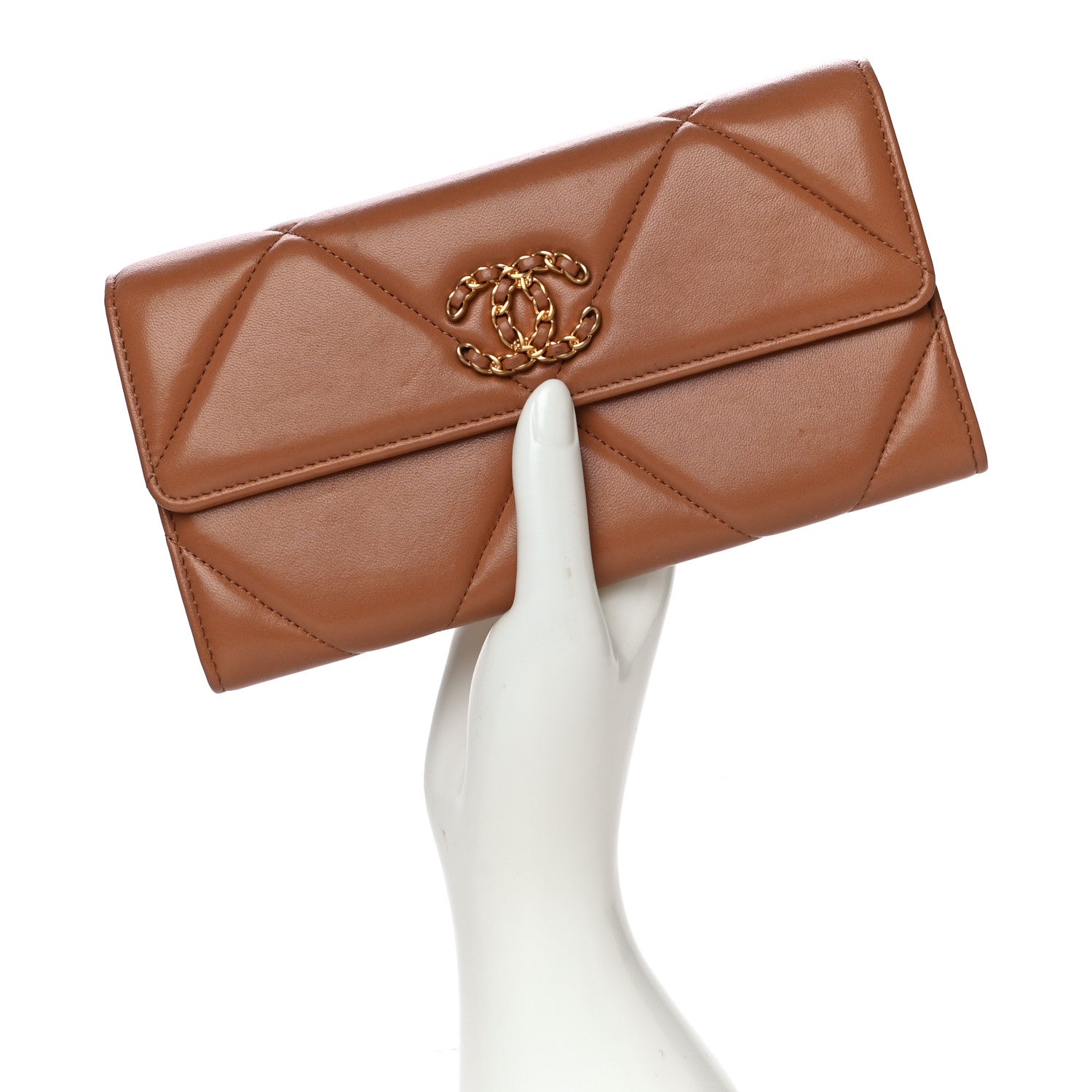 Chanel Lambskin Quilted Chanel 19 Flap Wallet Brown 2 of 21