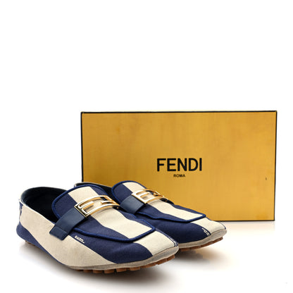 Fendi Fabric Jacquard FF Pequin Loafers 39 Bei Midnight 10 of 10