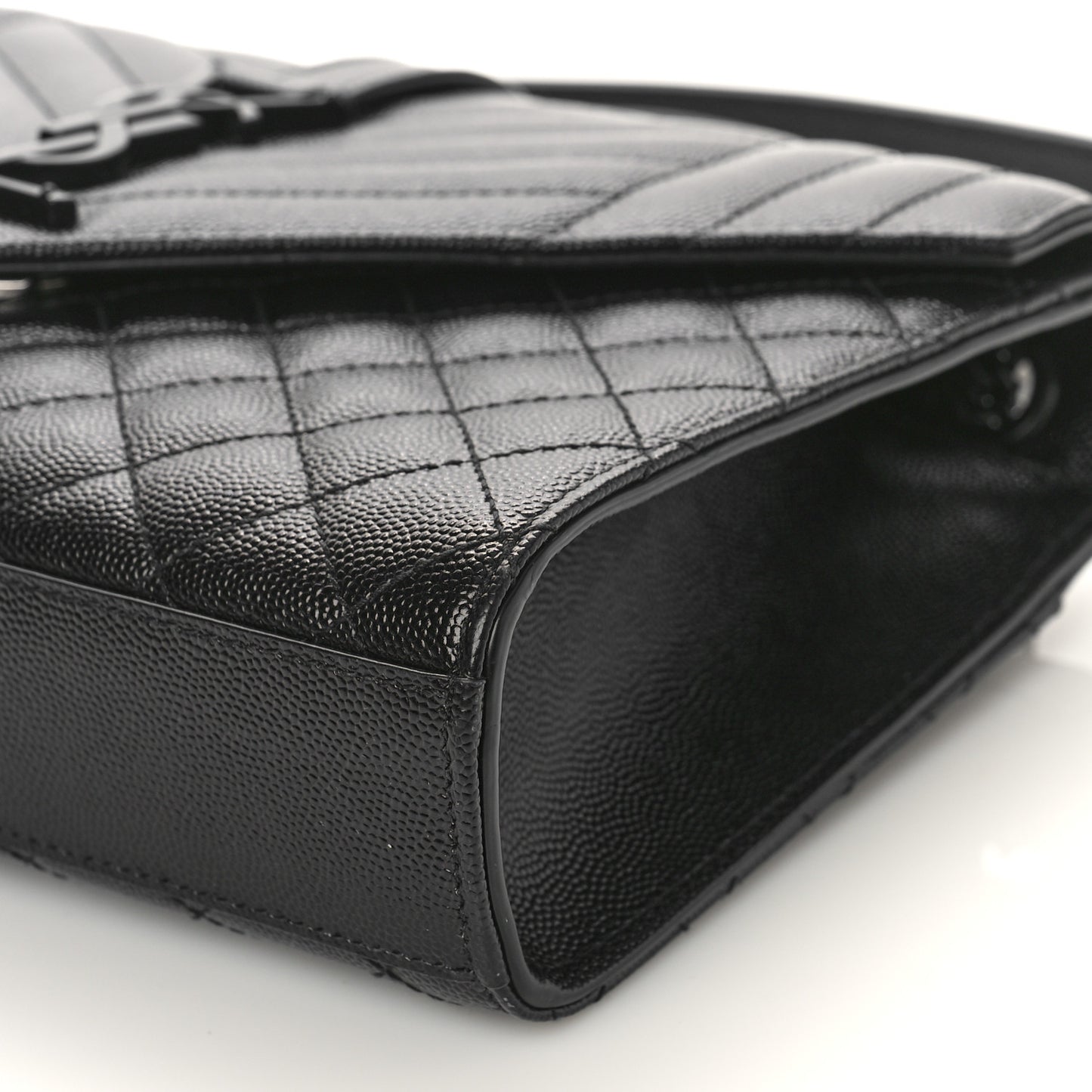 Grain De Poudre Textured Mixed Matelasse Triquilt Medium Monogram Monochrome Satchel Black