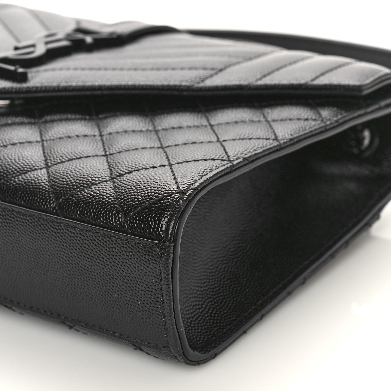 Saint Laurent Grain De Poudre Textured Mixed Matelasse Triquilt Medium Monogram Monochrome Satchel Black 8 of 8