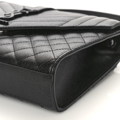 Saint Laurent Grain De Poudre Textured Mixed Matelasse Triquilt Medium Monogram Monochrome Satchel Black 8 of 8