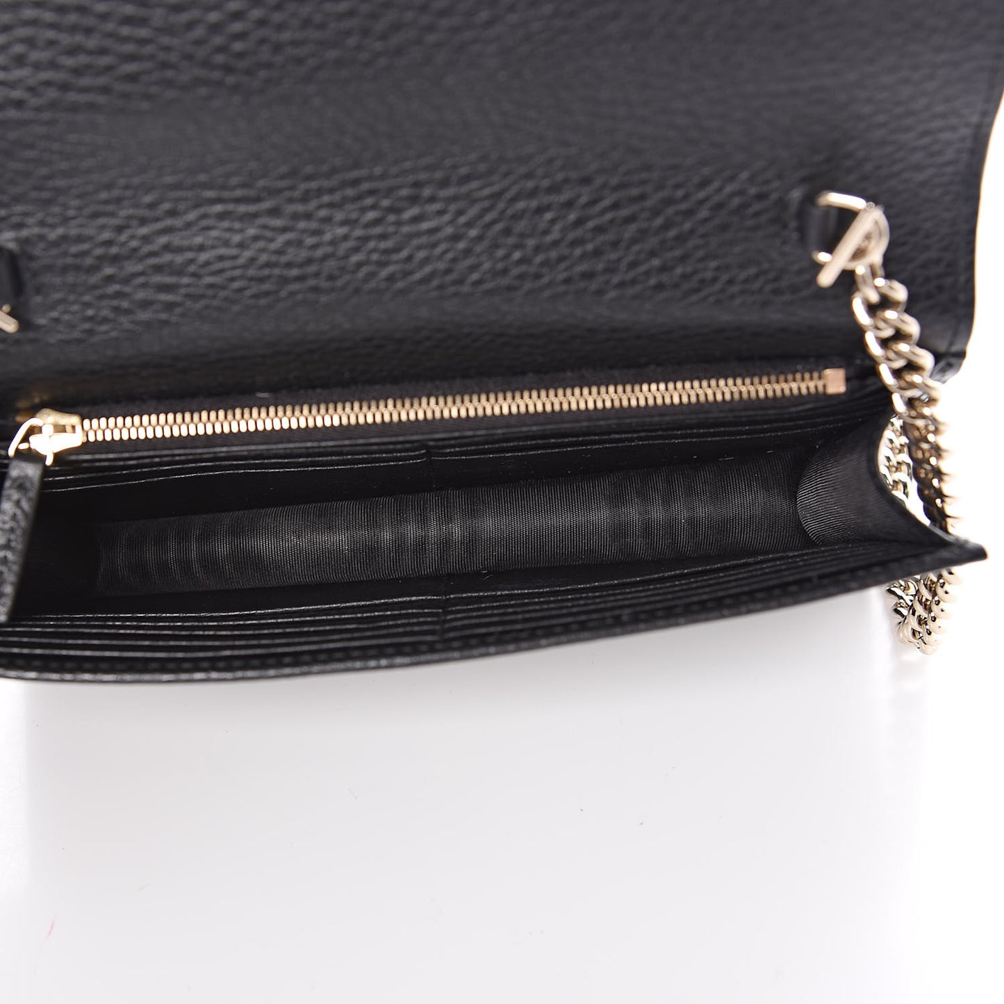 Dollar Calfskin Interlocking G Chain Wallet Black