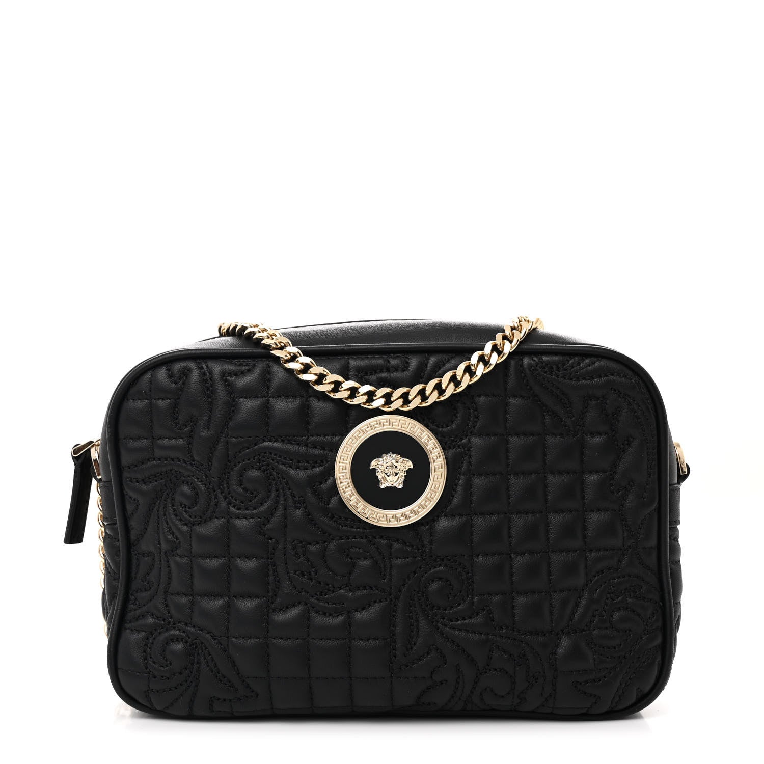 Versace Nappa Barocco Quilted Vanitas Medea Chain Camera Crossbody Black 1 of 10