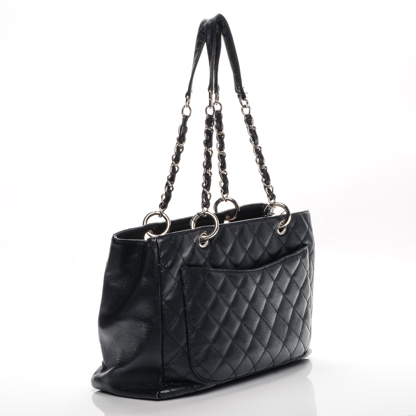 Caviar Quilted Grand Shopping Tote GST Dark Navy Blue