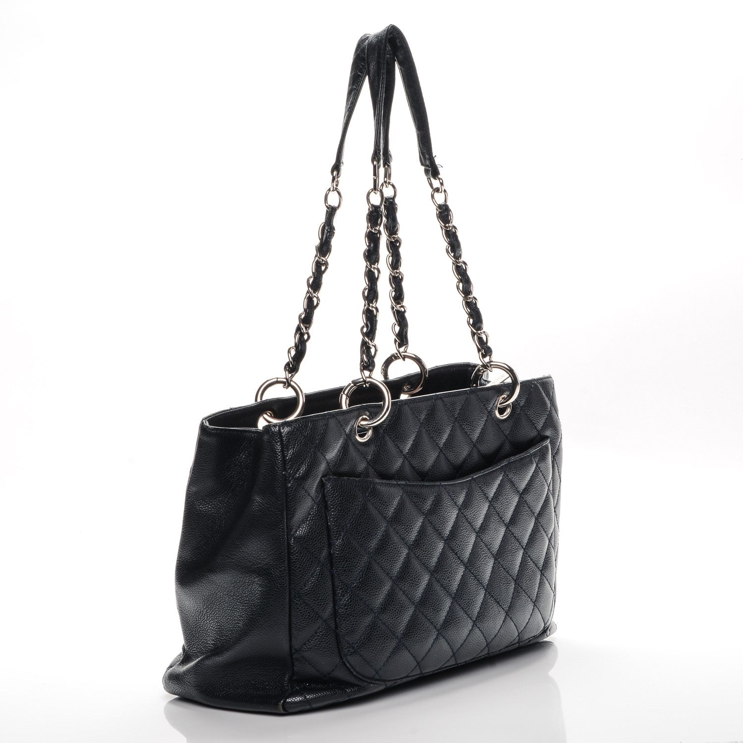 Chanel Caviar Quilted Grand Shopping Tote GST Dark Navy Blue 3 of 12