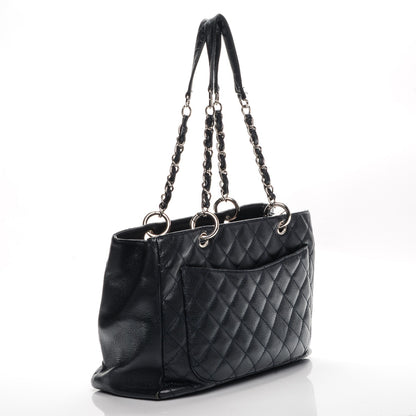 Chanel Caviar Quilted Grand Shopping Tote GST Dark Navy Blue 3 of 12