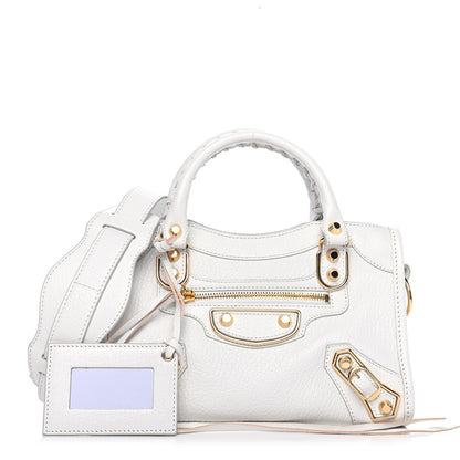 Balenciaga Chevre Gold Metallic Edge Hardware Mini City White 1 of 6