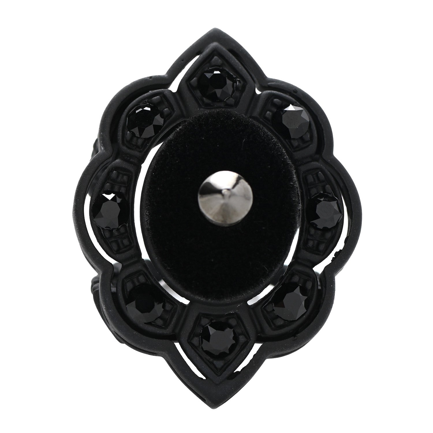 Gucci Metal Crystal Velvet Ring 16 Black 1 of 5