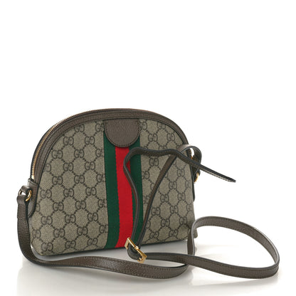 Gucci GG Supreme Monogram Textured Dollar Calfskin Web Small Ophidia Dome Shoulder Bag Beige Ebony New Acero 3 of 10