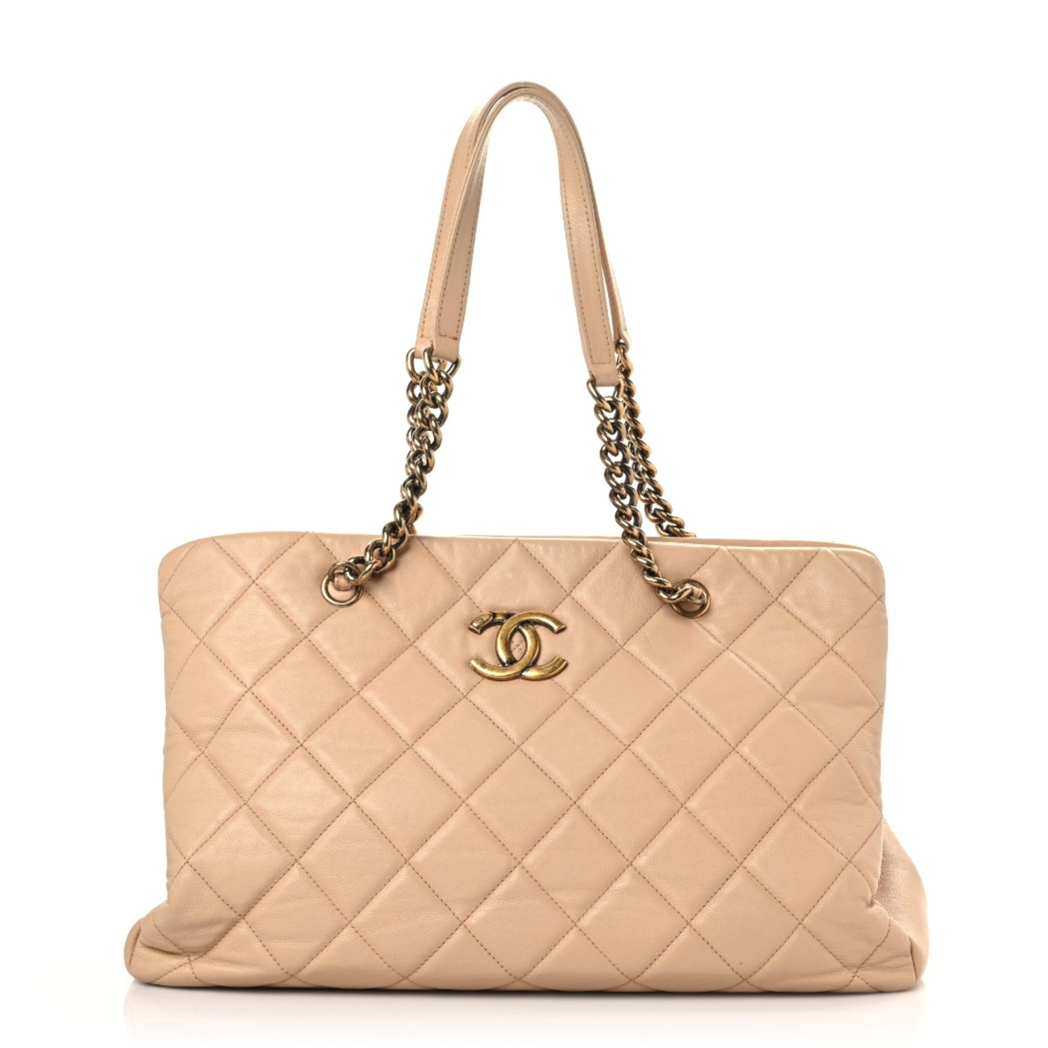 Chanel Calfskin Quilted Small CrownTote Beige 1 of 14