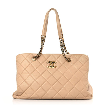 Chanel Calfskin Quilted Small CrownTote Beige 1 of 14