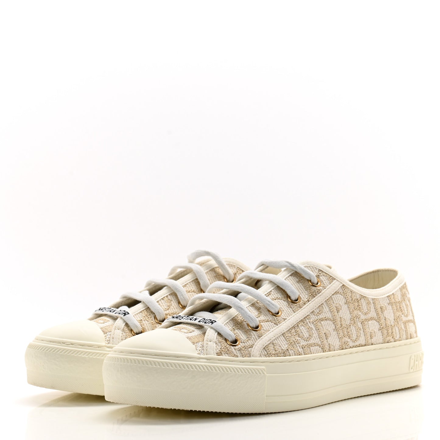 Canvas Oblique Walk'N'Dior Low Top Sneakers 38.5 Pale Gold