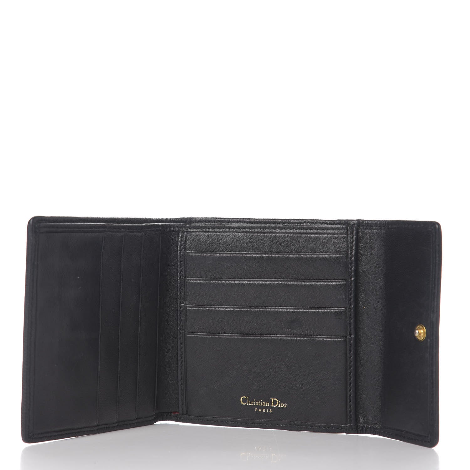 Christian Dior Lambskin Cannage Wallet Black 4 of 7