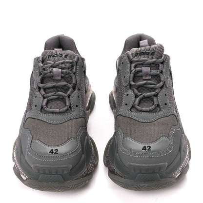 Balenciaga Fabric Mesh Clear Sole Fluo Mens Triple S Sneakers 42 Grey Black 2 of 8