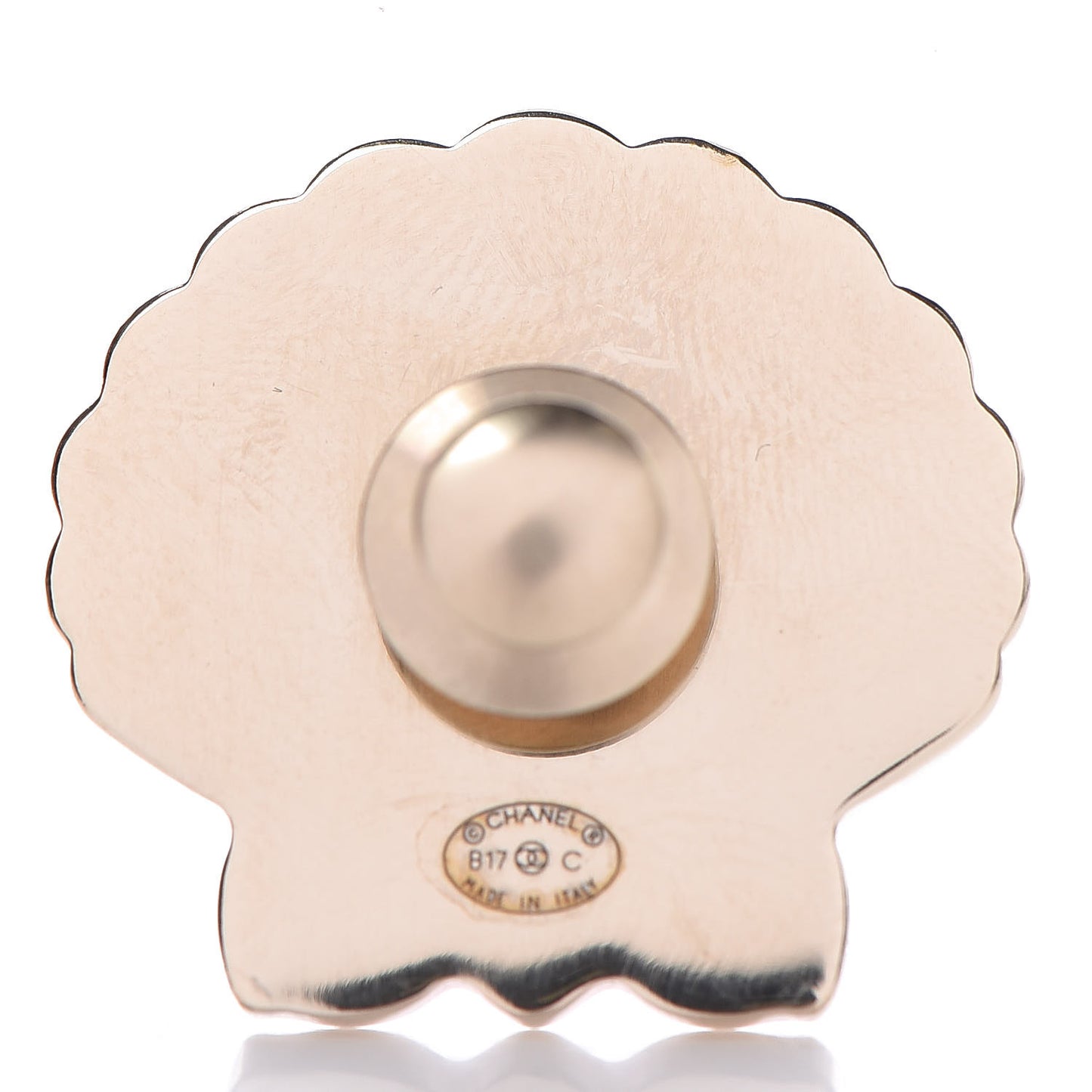 Enamel Pearl Seashell Brooch Pink Gold