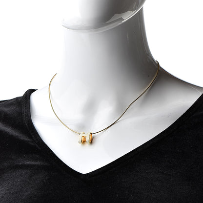 Hermes Lacquered Gold Pop H Pendant Necklace White 2 of 7