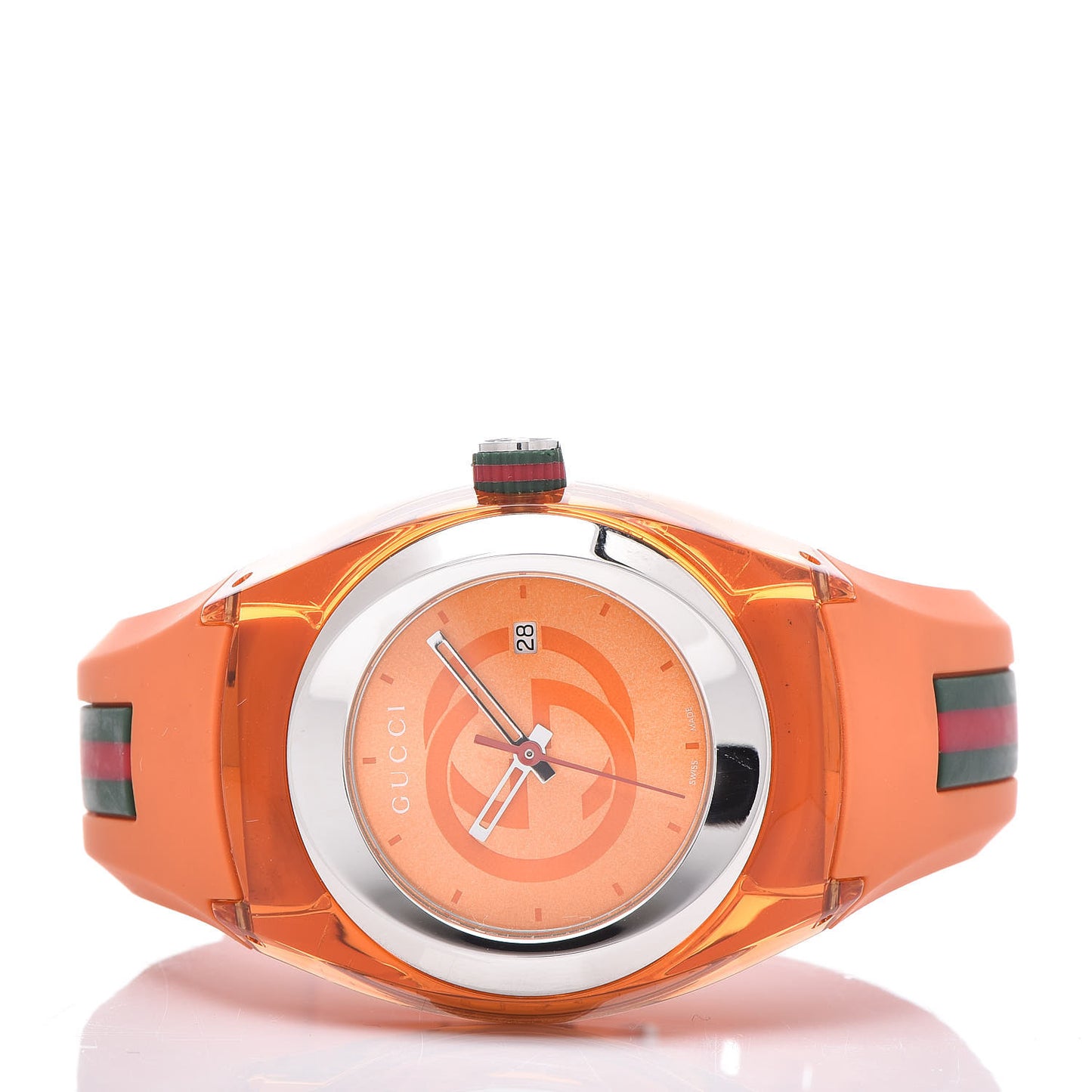 Stainless Steel Rubber 46mm Sync Web Quartz Watch Orange
