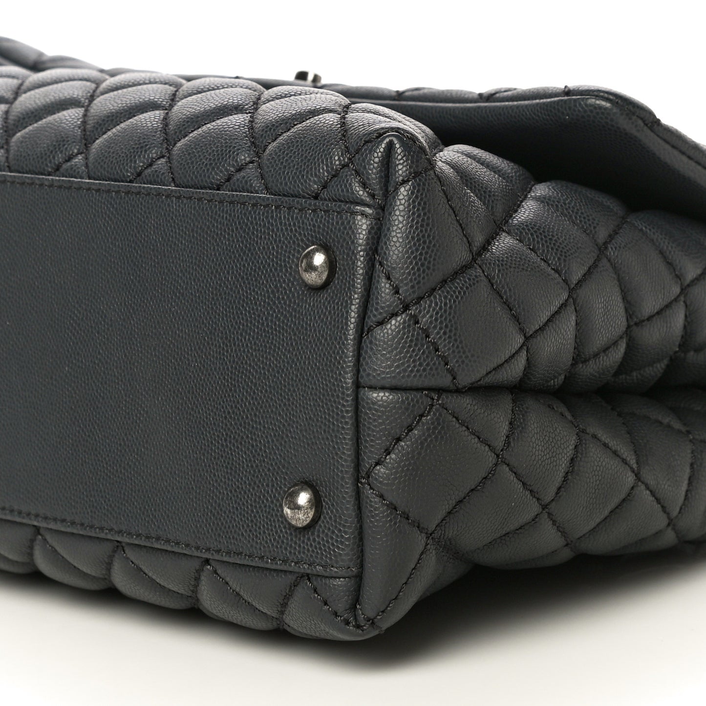 Caviar Quilted Medium Coco Handle Flap Dark Grey