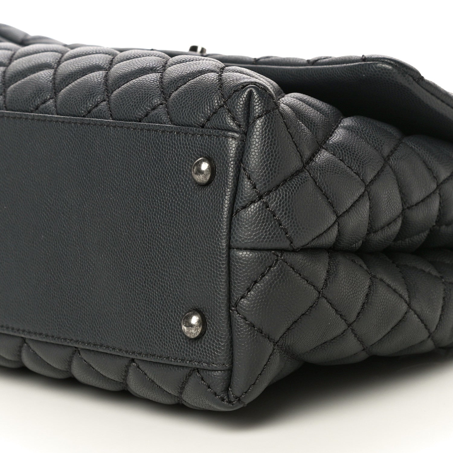 Chanel Caviar Quilted Medium Coco Handle Flap Dark Grey 9 of 10