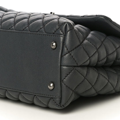 Chanel Caviar Quilted Medium Coco Handle Flap Dark Grey 9 of 10