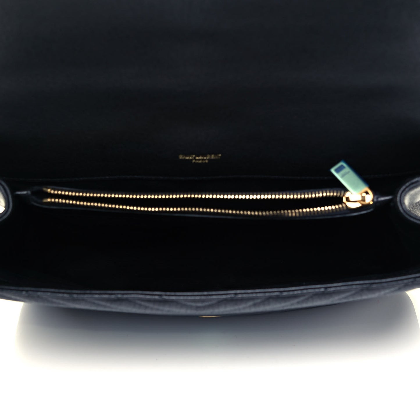 Sheepskin Matelasse Chevron Monogram Large College Satchel Black