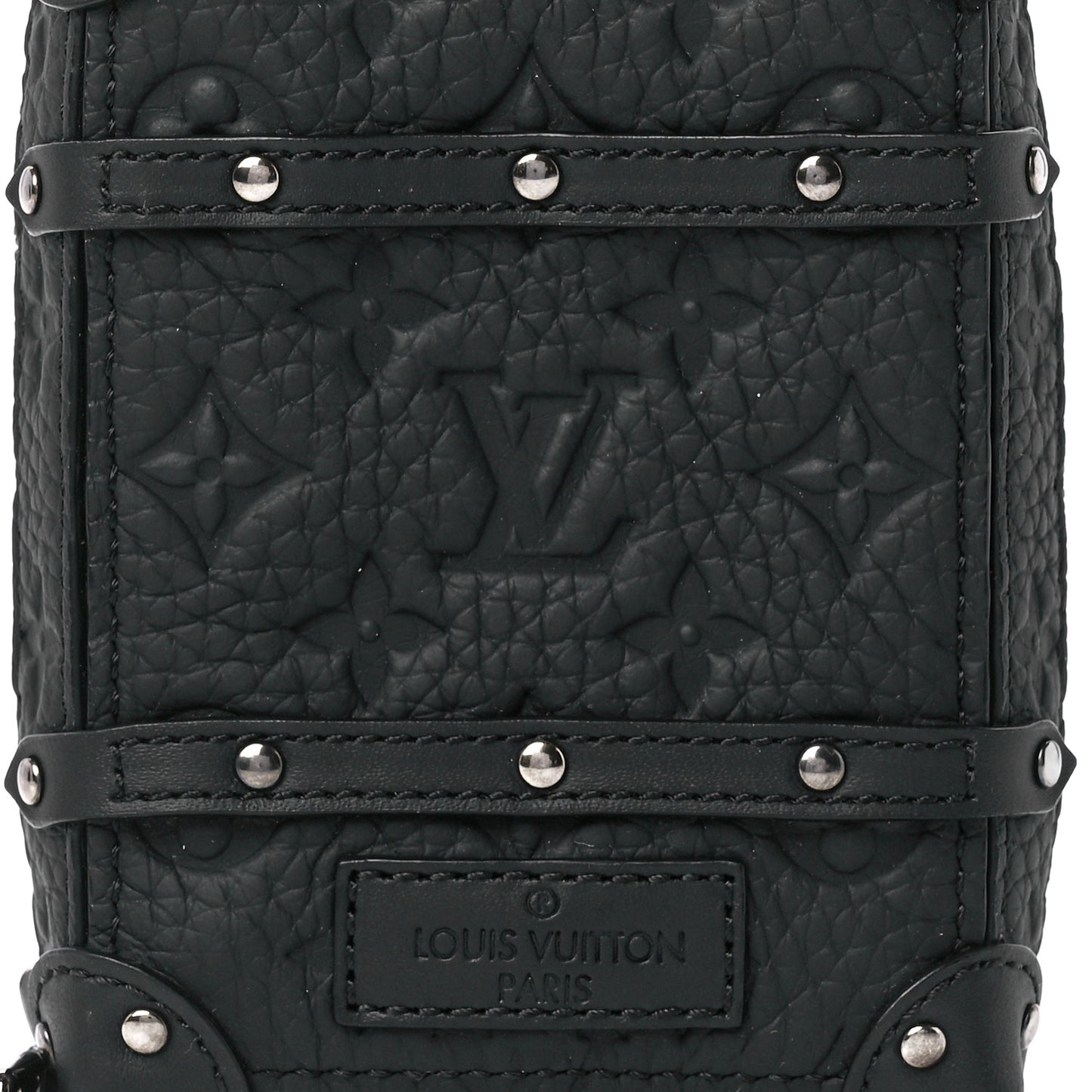 Monogram Taurillon Soft Trunk Backpack Pouch Bag Charm Key Ring Black