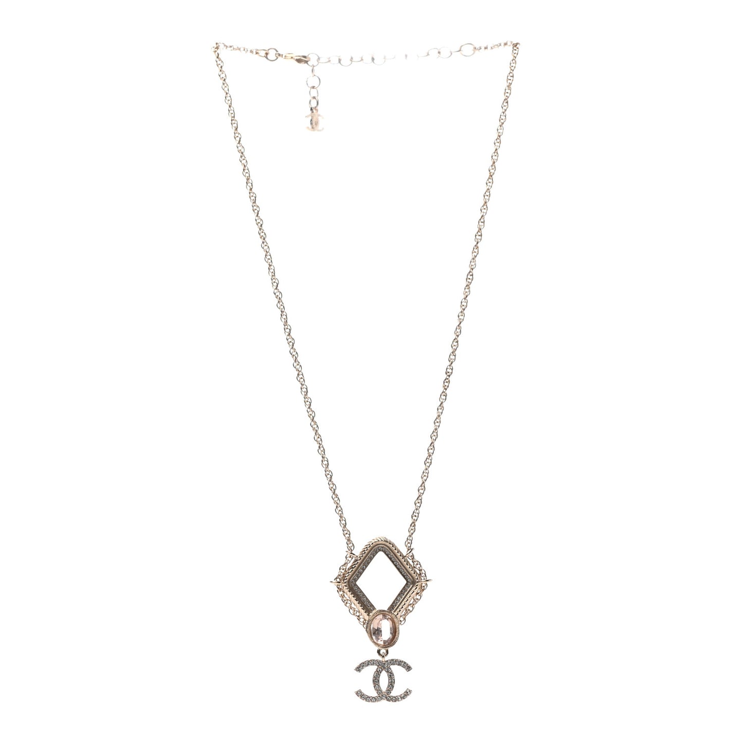 Crystal CC Drop Logo Necklace Gold