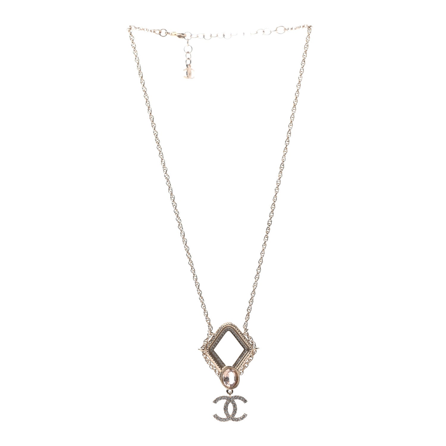 Chanel Crystal CC Drop Logo Necklace Gold 3 of 6