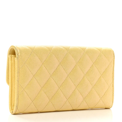 Chanel Iridescent Caviar Quilted Long Gusset Flap Wallet Yellow 3 of 9