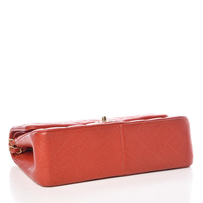 Chanel Pearly Caviar Quilted Jumbo Double Flap Orange 4 of 14