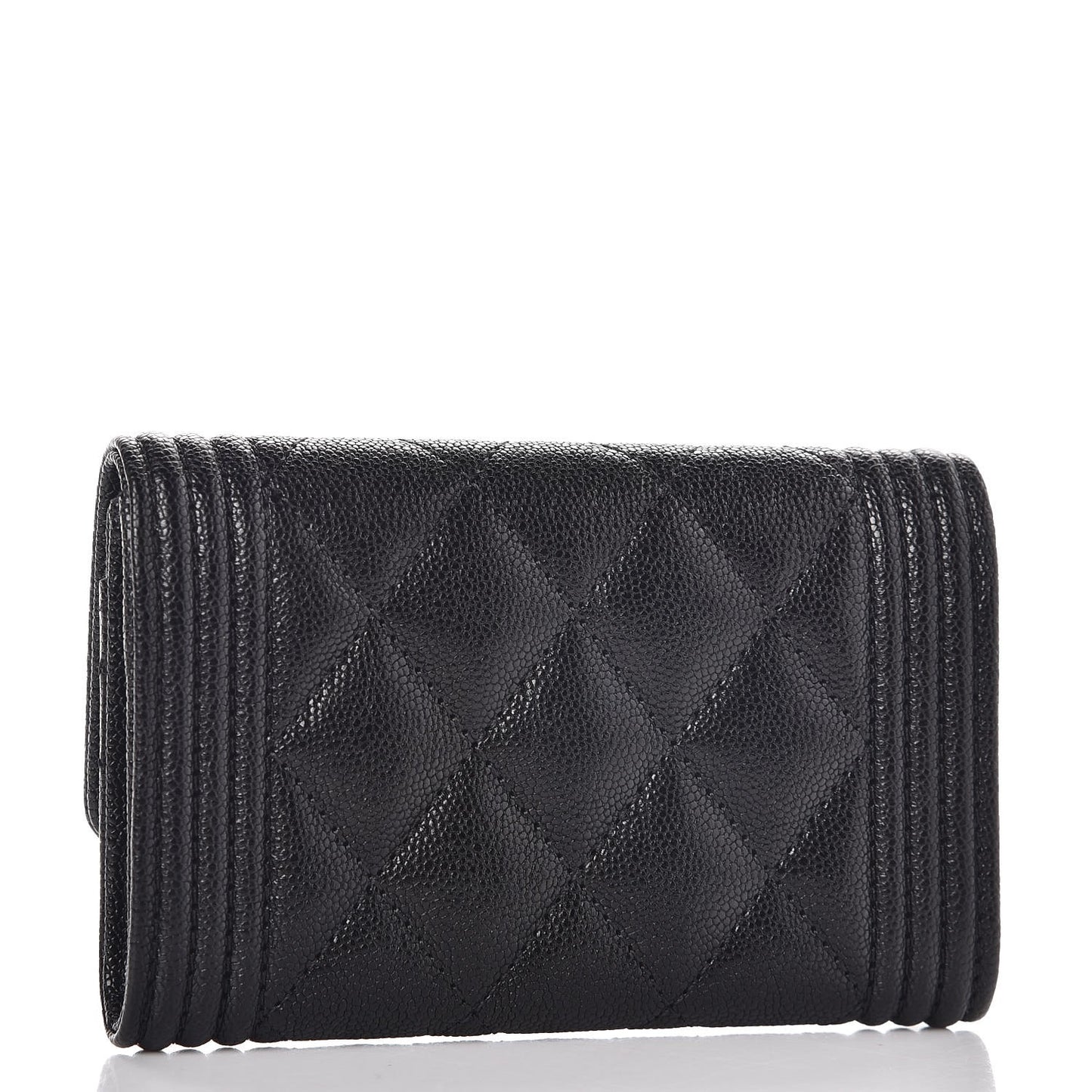 Caviar Quilted Boy Flap Card Holder Black