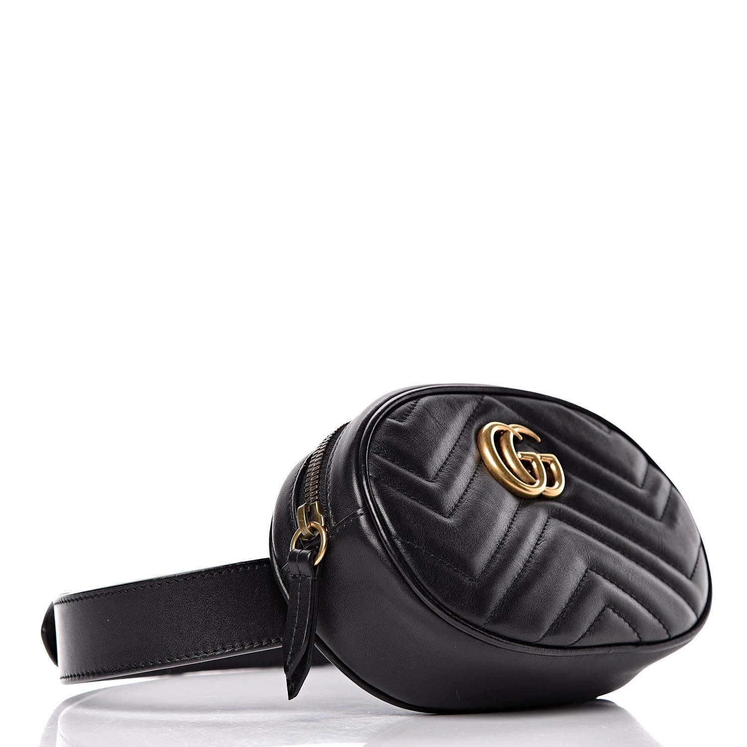 Gucci Calfskin Matelasse GG Marmont Belt Bag 75 30 Black 4 of 10