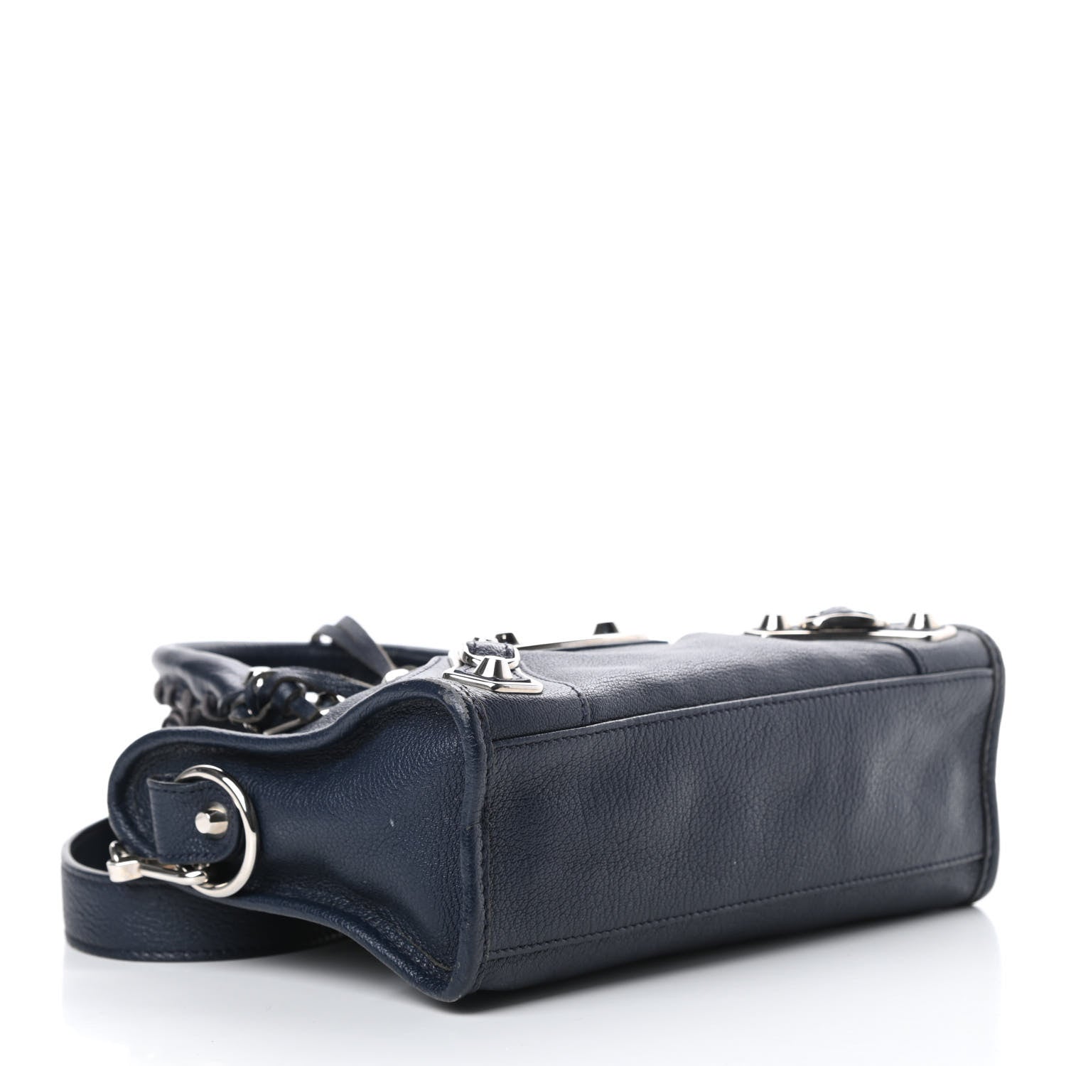Balenciaga Chevre Silver Metallic Edge Hardware Mini City Bleu Nuit Dark Sea 4 of 13